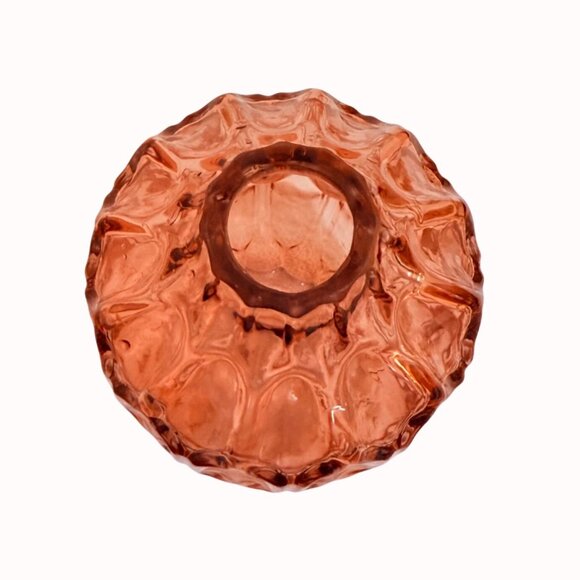 Romantic Amber Rose Art Glass Vase Textured Abstract Bubble MCM VTG Home Decor - Picture 4 of 13